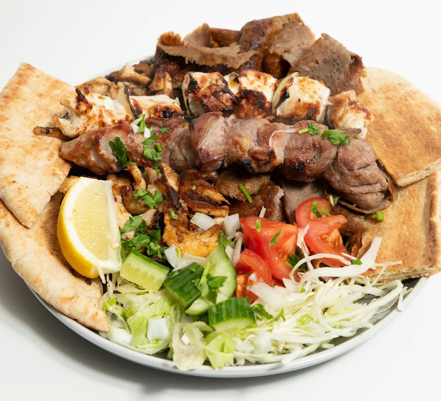Vine Leaf mixed grill platter with souvlaki, doner and halloumi